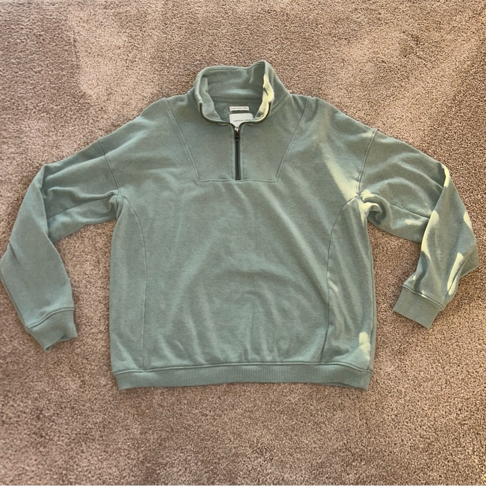 American Eagle Outfitters Sage Quarter Zip Sweatshirt